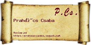 Prahács Csaba névjegykártya